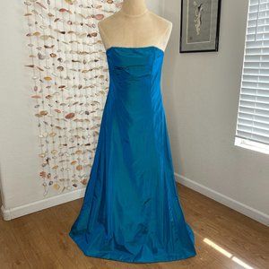 Jessica McClintock Gunne Sax Strapless Formal Gown Dress Iridescent Blue Size 13
